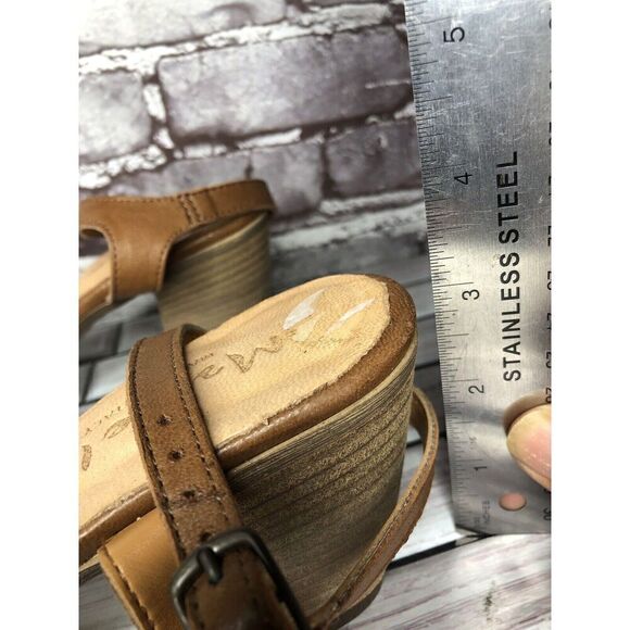 Mariella Brown Leather Woven Cross AnkleStrap Heel Sandals Women Sz 7.5M US/38EU - Picture 9 of 16